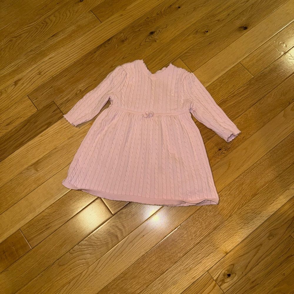 Ralph Lauren Pink Cable Knit Baby Girl Dress Size 9 months - Picture 3 of 7